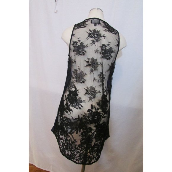 NWOT Patterson J Kincaid Navy Sleeveless Tunic Blouse with Black Lace Back 💙 - Picture 3 of 4